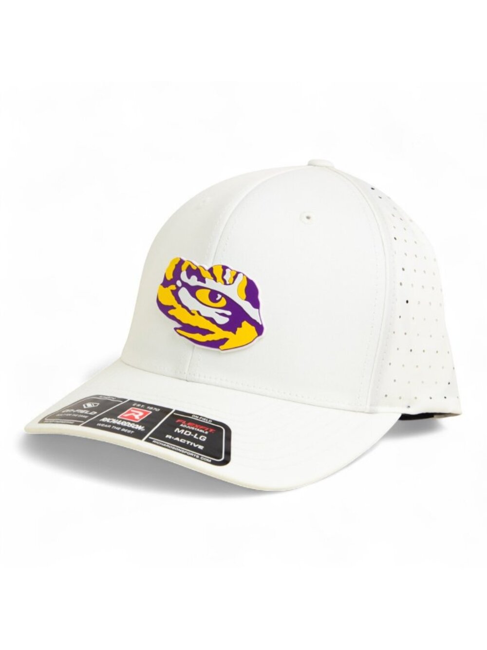LSU Tiger Eye 3D Laser Perf R-Flex Cap- White